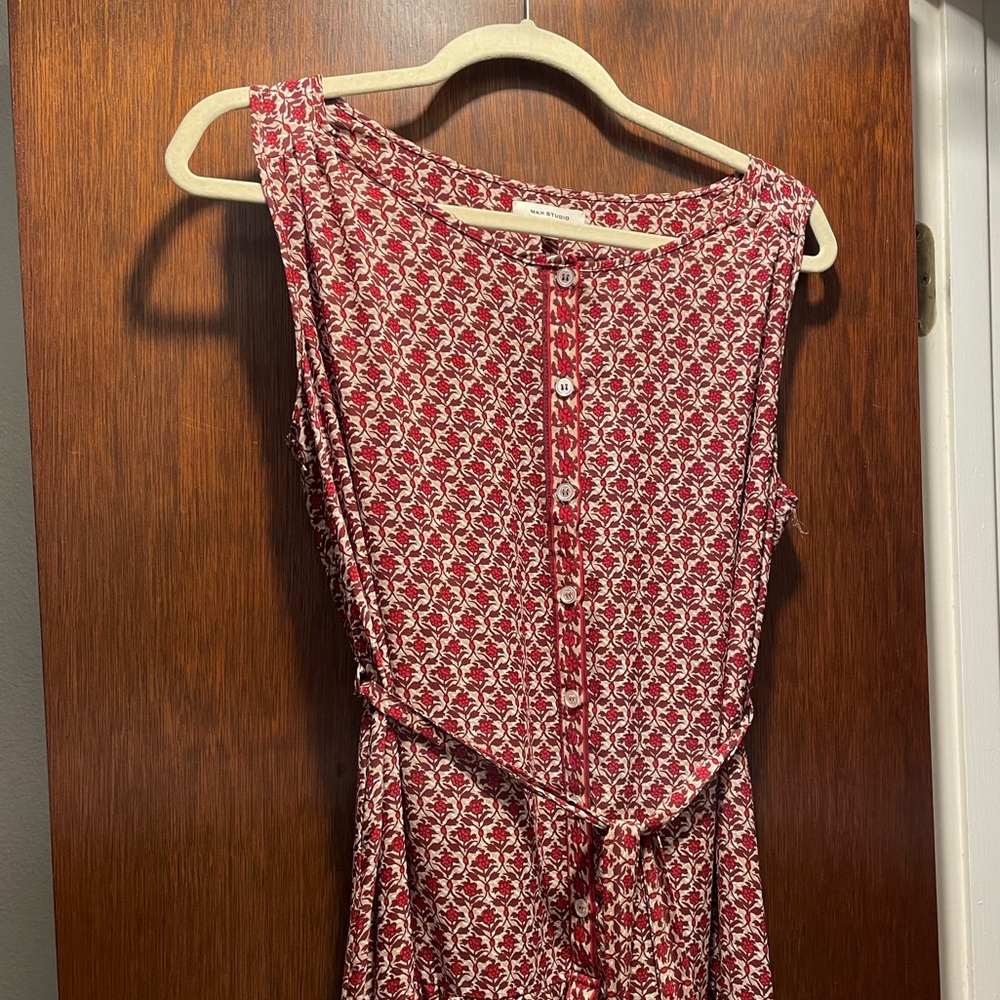 Max Studio Red and White Floral Dress